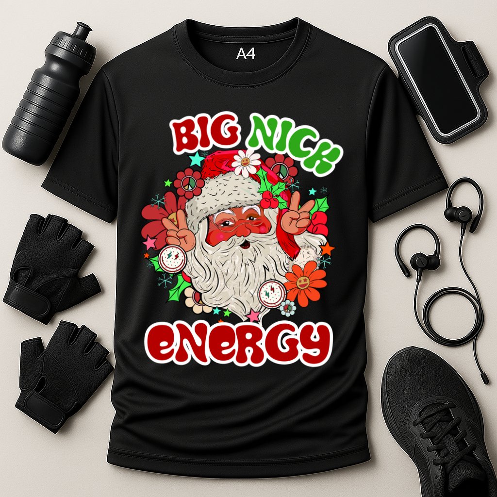 Big Nick Energy Hippie Santa Claus Christmas Peace Performance Shirt