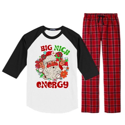 Big Nick Energy Hippie Santa Claus Christmas Peace Raglan Sleeve Pajama Set