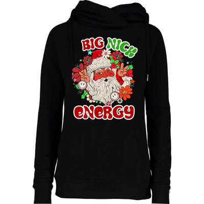 Big Nick Energy Hippie Santa Claus Christmas Peace Womens Funnel Neck Pullover Hood