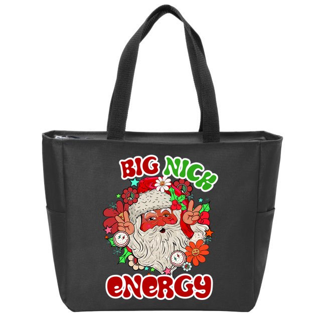 Big Nick Energy Hippie Santa Claus Christmas Peace Zip Tote Bag