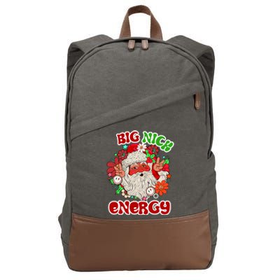 Big Nick Energy Hippie Santa Claus Christmas Peace Cotton Canvas Backpack