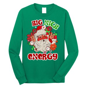 Big Nick Energy Hippie Santa Claus Christmas Peace Long Sleeve Shirt