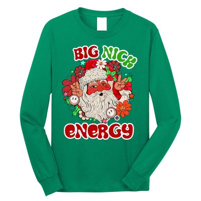 Big Nick Energy Hippie Santa Claus Christmas Peace Long Sleeve Shirt