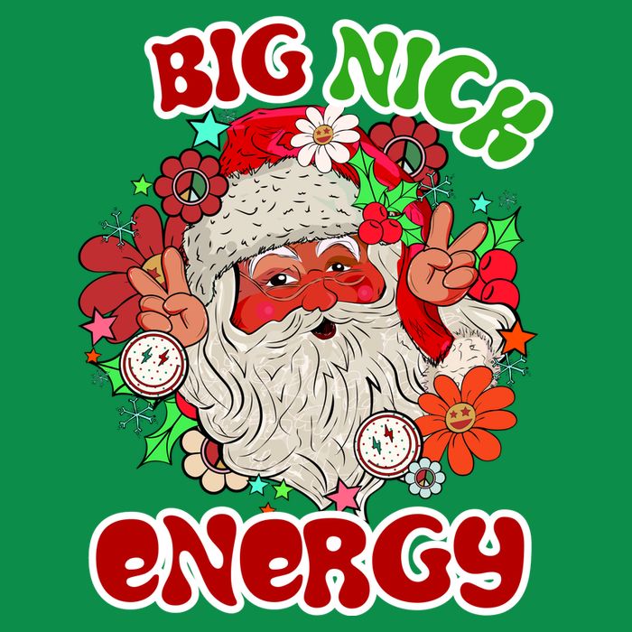 Big Nick Energy Hippie Santa Claus Christmas Peace T-Shirt