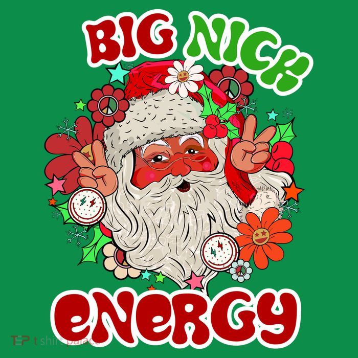 Big Nick Energy Hippie Santa Claus Christmas Peace Tall T-Shirt