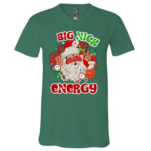 Big Nick Energy Hippie Santa Claus Christmas Peace V-Neck T-Shirt