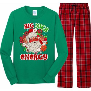 Big Nick Energy Hippie Santa Claus Christmas Peace Long Sleeve Pajama Set