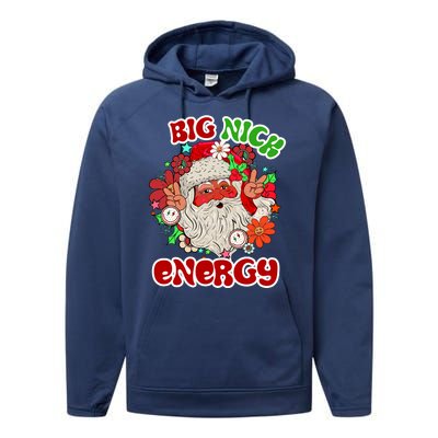 Big Nick Energy Hippie Santa Claus Christmas Peace Performance Fleece Hoodie