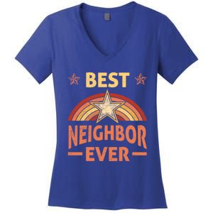 Best Neighbor Ever Retro Neighborhood Next Door Neighbors Gift Women's V-Neck T-Shirt