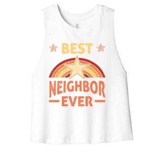 Best Neighbor Ever Retro Neighborhood Next Door Neighbors Gift Women's Racerback Cropped Tank