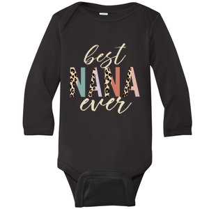 Best Nana Ever Gifts Leopard Print Mothers Day Baby Long Sleeve Bodysuit