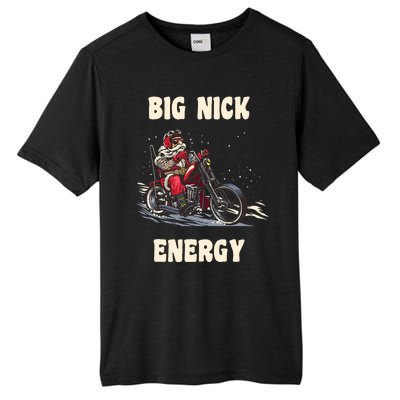 Big Nick Energy Funny Christmas Santa Riding A Motorcycle  Tall Fusion ChromaSoft Performance T-Shirt