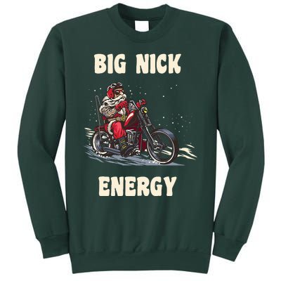 Big Nick Energy Funny Christmas Santa Riding A Motorcycle  Sweatshirt