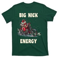 Big Nick Energy Funny Christmas Santa Riding A Motorcycle  T-Shirt