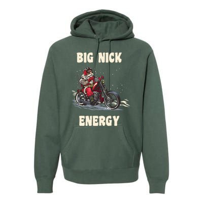 Big Nick Energy Funny Christmas Santa Riding A Motorcycle  Premium Hoodie