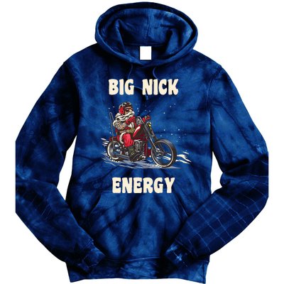 Big Nick Energy Funny Christmas Santa Riding A Motorcycle  Tie Dye Hoodie