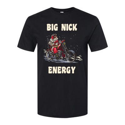 Big Nick Energy Funny Christmas Santa Riding A Motorcycle  Softstyle® CVC T-Shirt