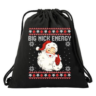 Big Nick Energy Santa Ugly Christmas Sweater  Drawstring Bag