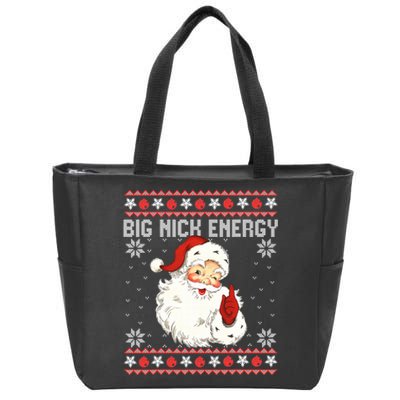 Big Nick Energy Santa Ugly Christmas Sweater  Zip Tote Bag