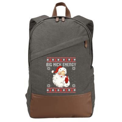 Big Nick Energy Santa Ugly Christmas Sweater  Cotton Canvas Backpack