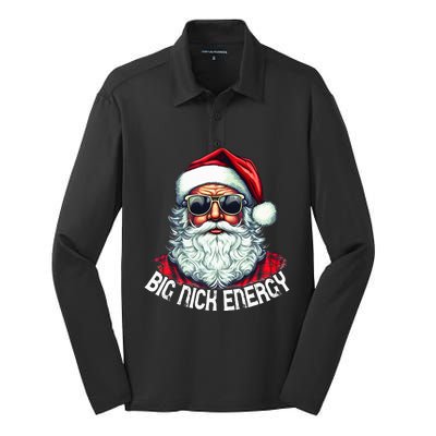 Big Nick Energy Funny Santa Christmas  Silk Touch Performance Long Sleeve Polo