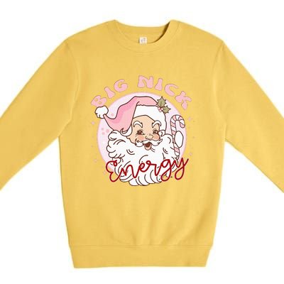 Big Nick Energy Pink Santa Claus Vintage Chirstmas Premium Crewneck Sweatshirt