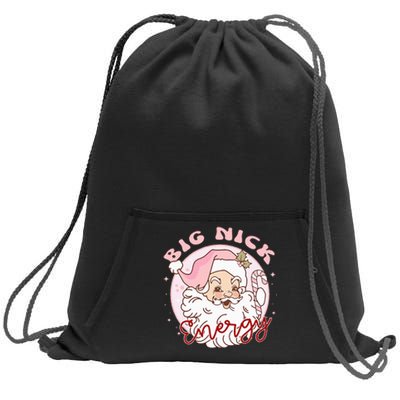 Big Nick Energy Pink Santa Claus Vintage Chirstmas Sweatshirt Cinch Pack Bag