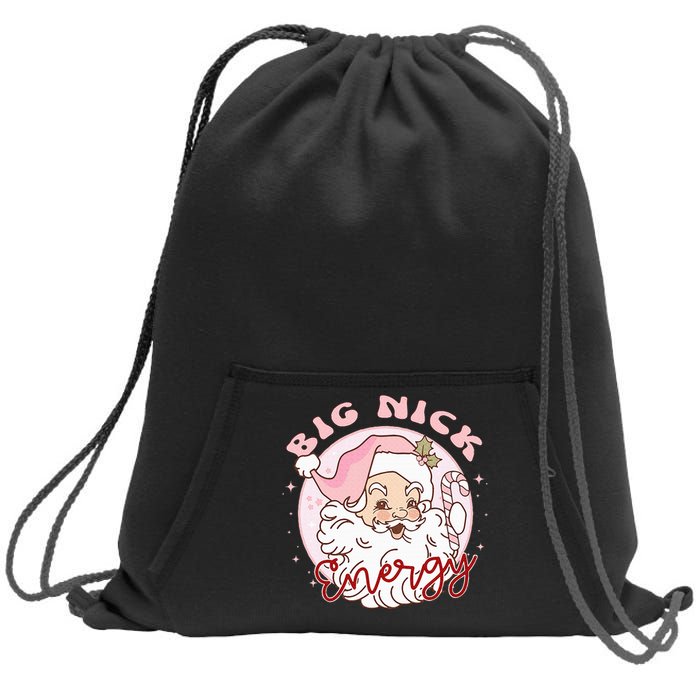 Big Nick Energy Pink Santa Claus Vintage Chirstmas Sweatshirt Cinch Pack Bag