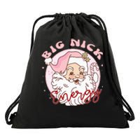 Big Nick Energy Pink Santa Claus Vintage Chirstmas Drawstring Bag