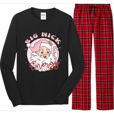 Big Nick Energy Pink Santa Claus Vintage Chirstmas Long Sleeve Pajama Set