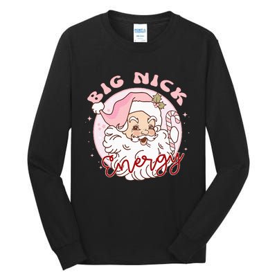 Big Nick Energy Pink Santa Claus Vintage Chirstmas Tall Long Sleeve T-Shirt