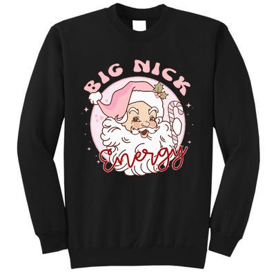 Big Nick Energy Pink Santa Claus Vintage Chirstmas Tall Sweatshirt