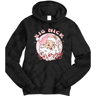 Big Nick Energy Pink Santa Claus Vintage Chirstmas Tie Dye Hoodie