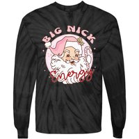 Big Nick Energy Pink Santa Claus Vintage Chirstmas Tie-Dye Long Sleeve Shirt