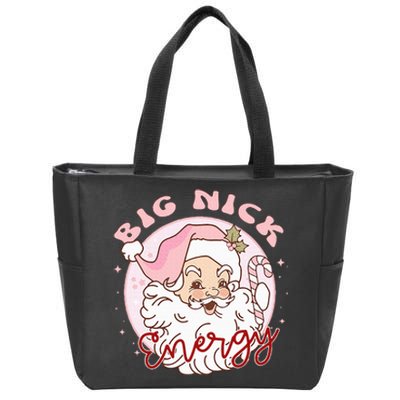 Big Nick Energy Pink Santa Claus Vintage Chirstmas Zip Tote Bag