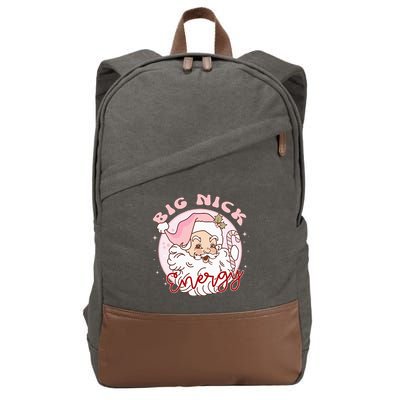 Big Nick Energy Pink Santa Claus Vintage Chirstmas Cotton Canvas Backpack