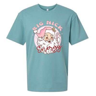 Big Nick Energy Pink Santa Claus Vintage Chirstmas Sueded Cloud Jersey T-Shirt