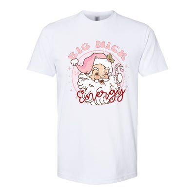 Big Nick Energy Pink Santa Claus Vintage Chirstmas Softstyle CVC T-Shirt