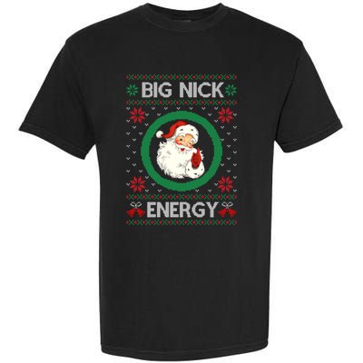 Big Nick Energy Funny Santa Claus Pink Ugly Christmas Sweater Garment-Dyed Heavyweight T-Shirt