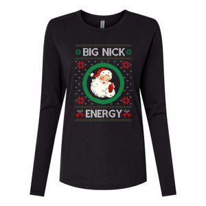 Big Nick Energy Funny Santa Claus Pink Ugly Christmas Sweater Womens Cotton Relaxed Long Sleeve T-Shirt