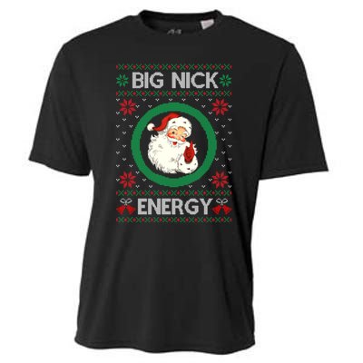 Big Nick Energy Funny Santa Claus Pink Ugly Christmas Sweater Cooling Performance Crew T-Shirt