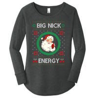 Big Nick Energy Funny Santa Claus Pink Ugly Christmas Sweater Women's Perfect Tri Tunic Long Sleeve Shirt