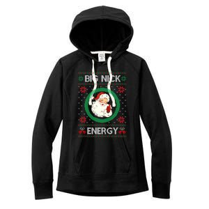 Big Nick Energy Funny Santa Claus Pink Ugly Christmas Sweater Women's Fleece Hoodie