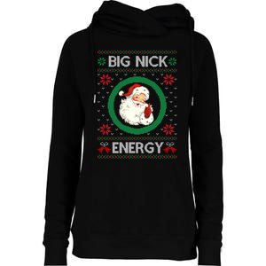 Big Nick Energy Funny Santa Claus Pink Ugly Christmas Sweater Womens Funnel Neck Pullover Hood