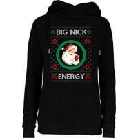 Big Nick Energy Funny Santa Claus Pink Ugly Christmas Sweater Womens Funnel Neck Pullover Hood