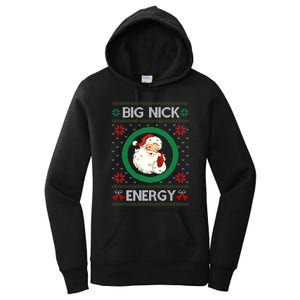 Big Nick Energy Funny Santa Claus Pink Ugly Christmas Sweater Women's Pullover Hoodie