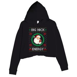 Big Nick Energy Funny Santa Claus Pink Ugly Christmas Sweater Crop Fleece Hoodie