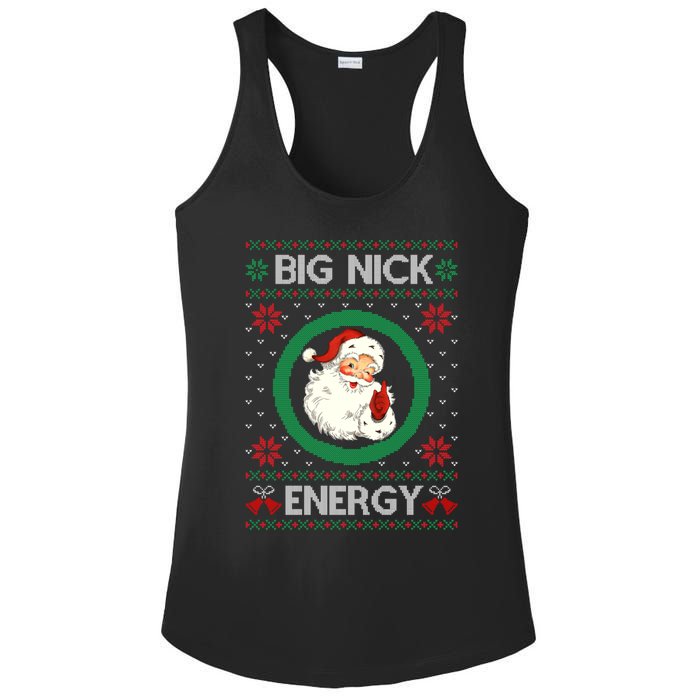 Big Nick Energy Funny Santa Claus Pink Ugly Christmas Sweater Ladies PosiCharge Competitor Racerback Tank