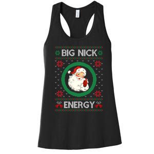 Big Nick Energy Funny Santa Claus Pink Ugly Christmas Sweater Women's Racerback Tank