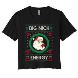 Big Nick Energy Funny Santa Claus Pink Ugly Christmas Sweater Women's Crop Top Tee